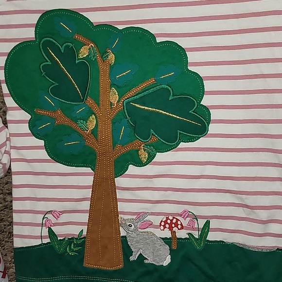 Mini Boden girls top size 11-12  tree bunny striped pullover cute embroidery - Picture 6 of 6